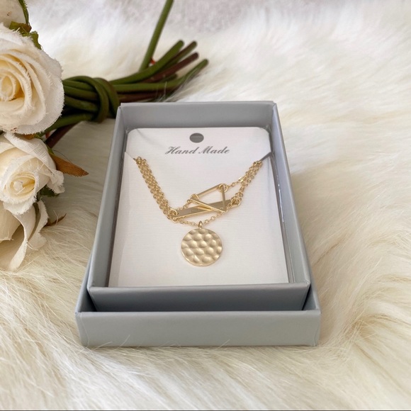 14K Gold Dainty Layered Pendant Necklace - Picture 3 of 3